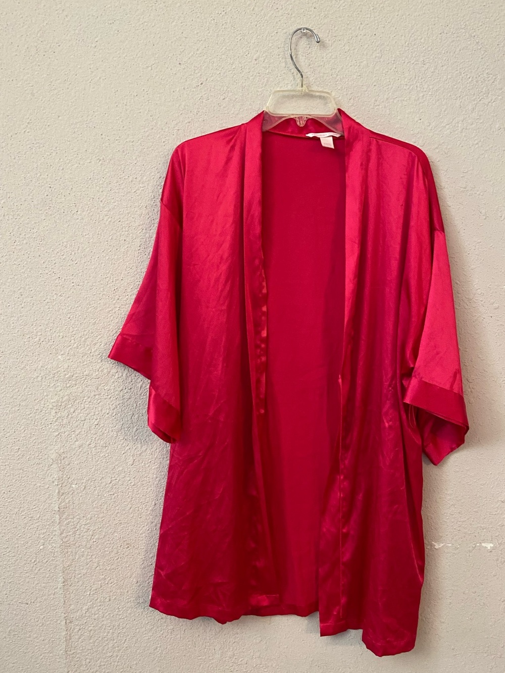Vintage Victoria's Secret Hot Pink Satin Kimono Robe With Pockets